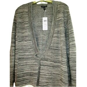 NWT $308 EILEEN FISHER CARDIGAN NOTCH COLLAR TENCEL‎ COTTON GRAY 3X Quiet Luxury
